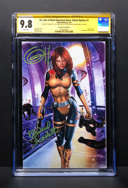 G.I. Joe Silent Option # 1 Cover C CGC 9.8 SS Signed by Greg Horn & BJ Ward (Scarlett)!