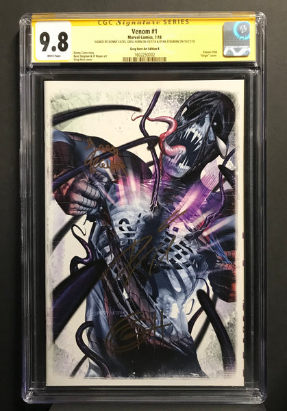 Venom # 1 Greg Horn Art CGC  9.8 Signature Series Triple Signed Set!