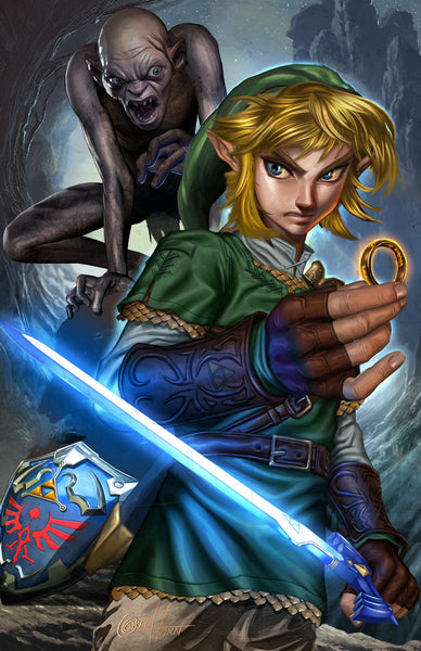 Link and Gollum - high quality 11 x 17 digital print