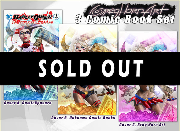 HARLEY QUINN 25TH ANNIVERSARY SPECIAL #1 GREG HORN ART Store EXCLUSIVE SET