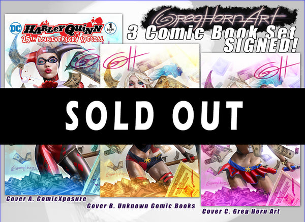 HARLEY QUINN 25TH ANNIVERSARY SPECIAL #1 GREG HORN ART Store EXCLUSIVE SET