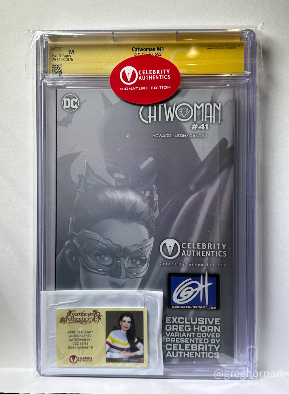 Catwoman #41 Rare 9.9 Cover B Dual-Signed by Anne Hathaway & Greg