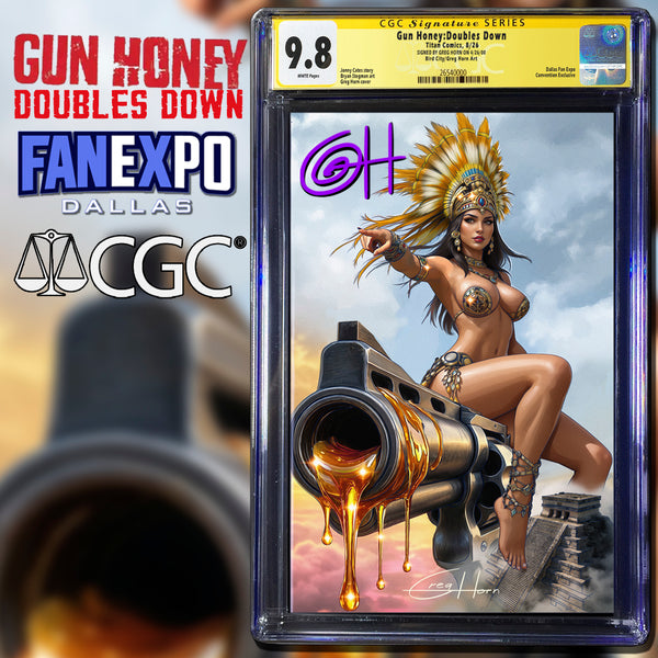 CGC Signature Series 9.8 Options Gun Honey: Doubles Down Bird City Comics / Greg Horn Fan Expo Dallas Edition