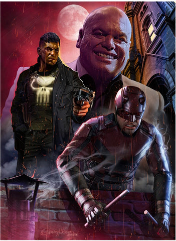 SALE! Limited Lithograph 13x19 inches - Dare Devil Lithograph featuring the likenesses of Netflix's Dare Devil actors; Limited to 150
