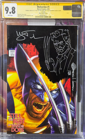 CGC Signature Series 9.8 Wolverine #1 Signed by Hugh Jackman & Greg Horn with #'d "Hipster Logan" Sketch by Greg Horn