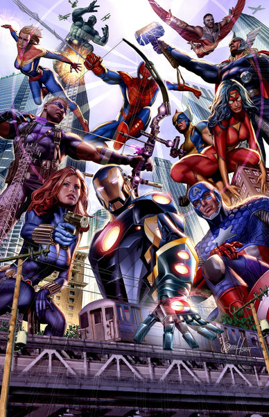 Avengers Big City - high quality 11 x 17 digital print