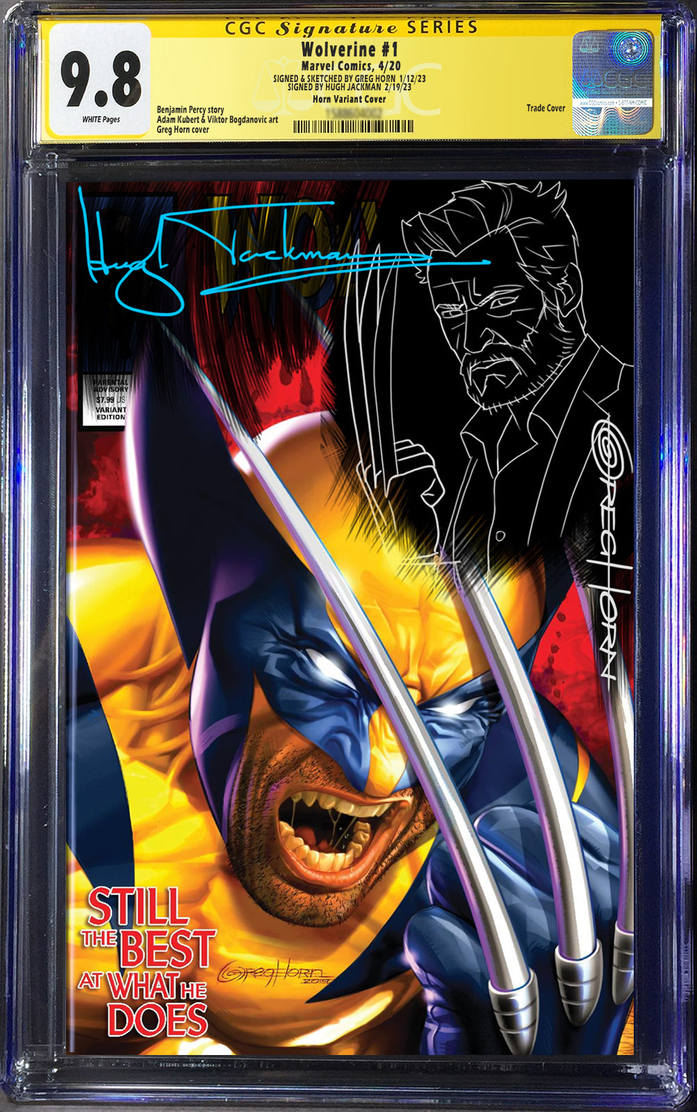 Wolverine # 1 - A Celebrity Authentics/Greg Horn Art - Hugh Jackman Si