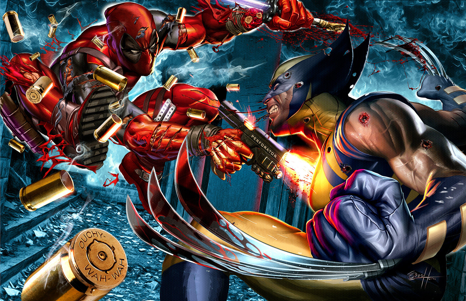 Wolverine VS Deadpool - 24" x 36" Poster - Signed
