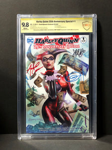 Harley Quinn 25th Anniversary Special # 1 Trade Dress Cover A  Signed by Greg Horn, Amanda Conner, Jimmy Palmiotti and Chad Hardin CBCS 9.8