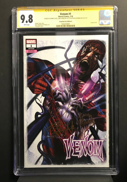 Venom # 1 Greg Horn Art CGC  9.8 Signature Series Triple Signed Set!