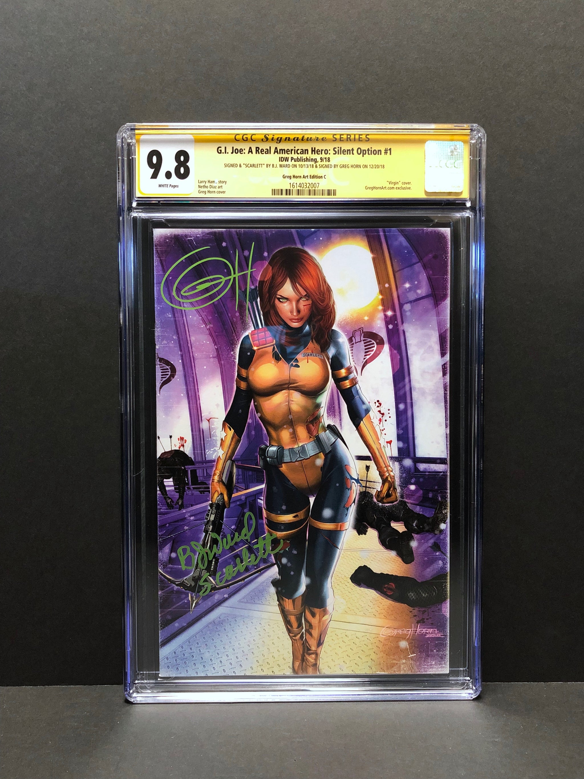 G.I. Joe Silent Option # 1 Cover C CGC 9.8 SS Signed by Greg Horn