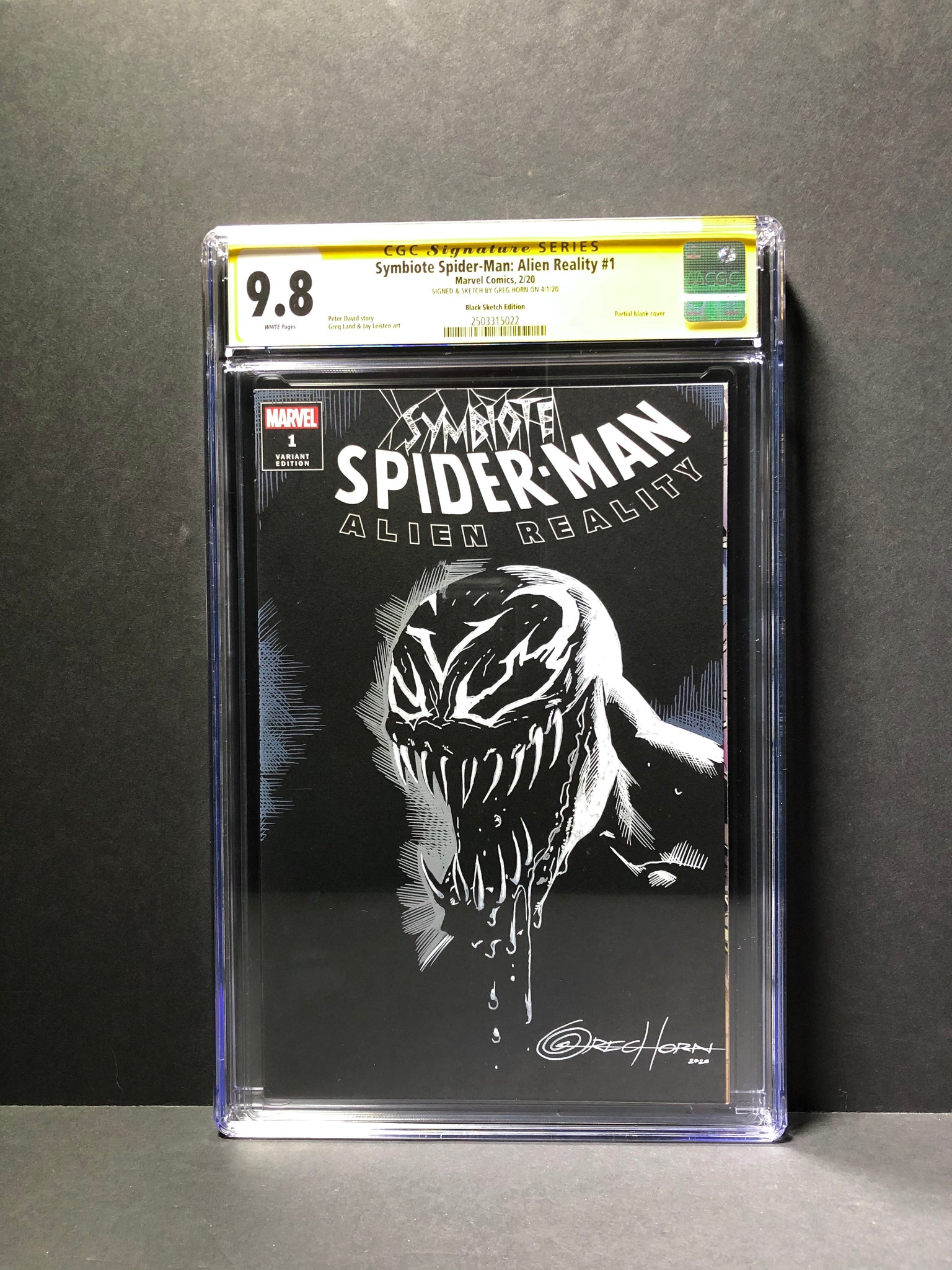 Symbiote Spider-Man Altered Reality CGC 9.8 Signature Series Signed and Sketched by Greg Horn