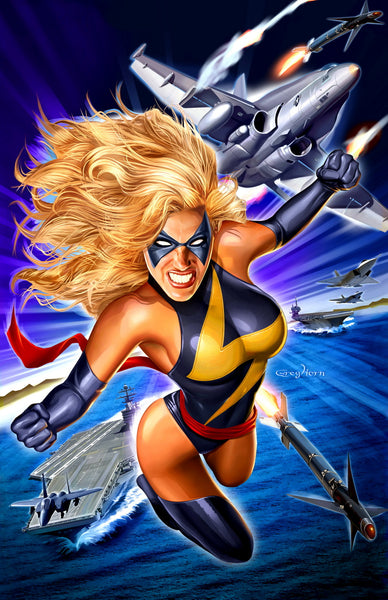 Ms Marvel - Navy/ Airforce - high quality 11 x 17 digital print