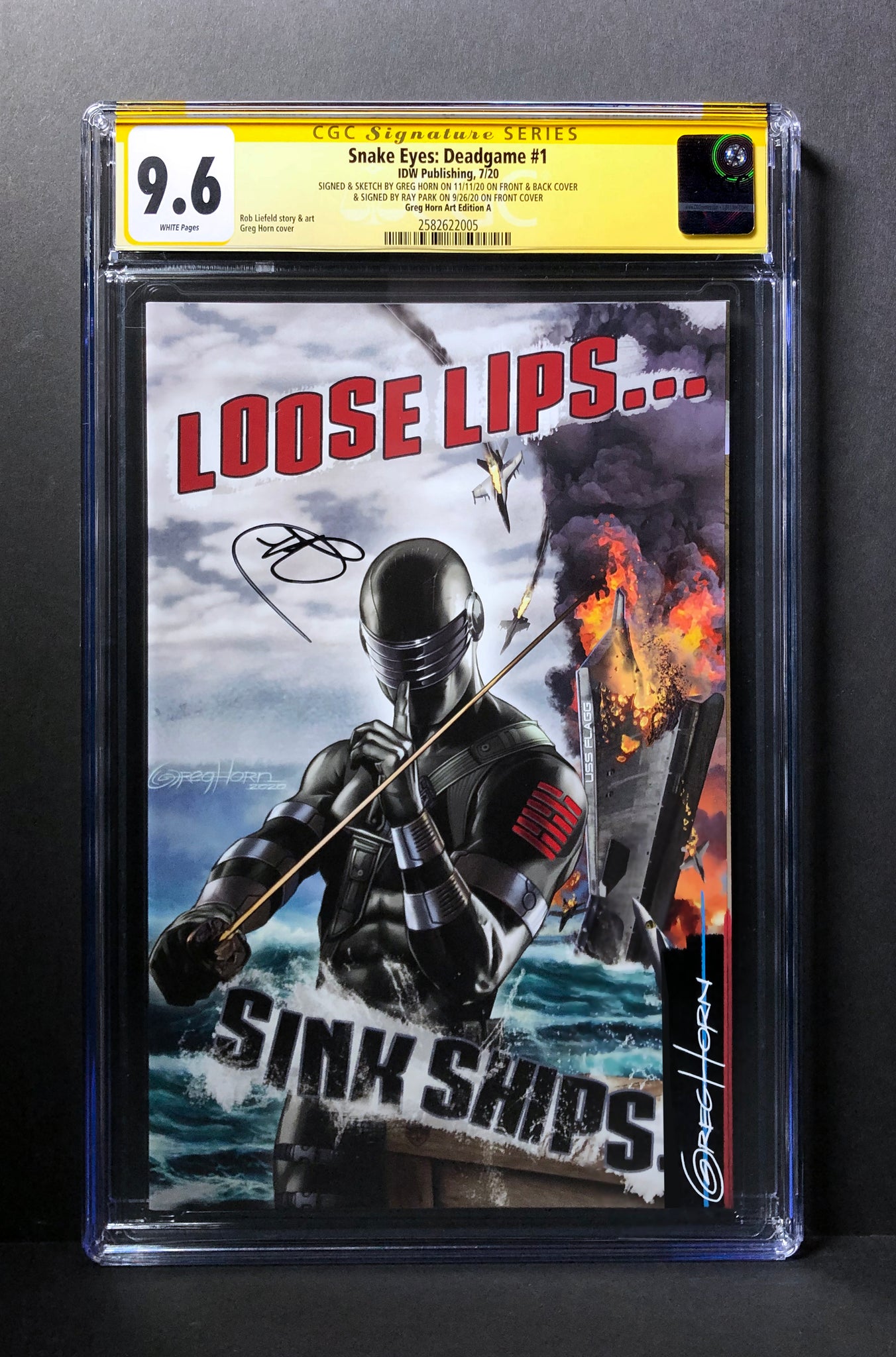 Snake Eyes Deadgame # 1 CGC Signature Series - Signed by Ray Park & Signed/Remarked by Greg Horn