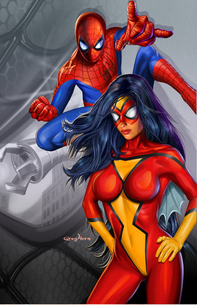 Spider-man and Spider-Woman - high quality 11 x 17 digital print