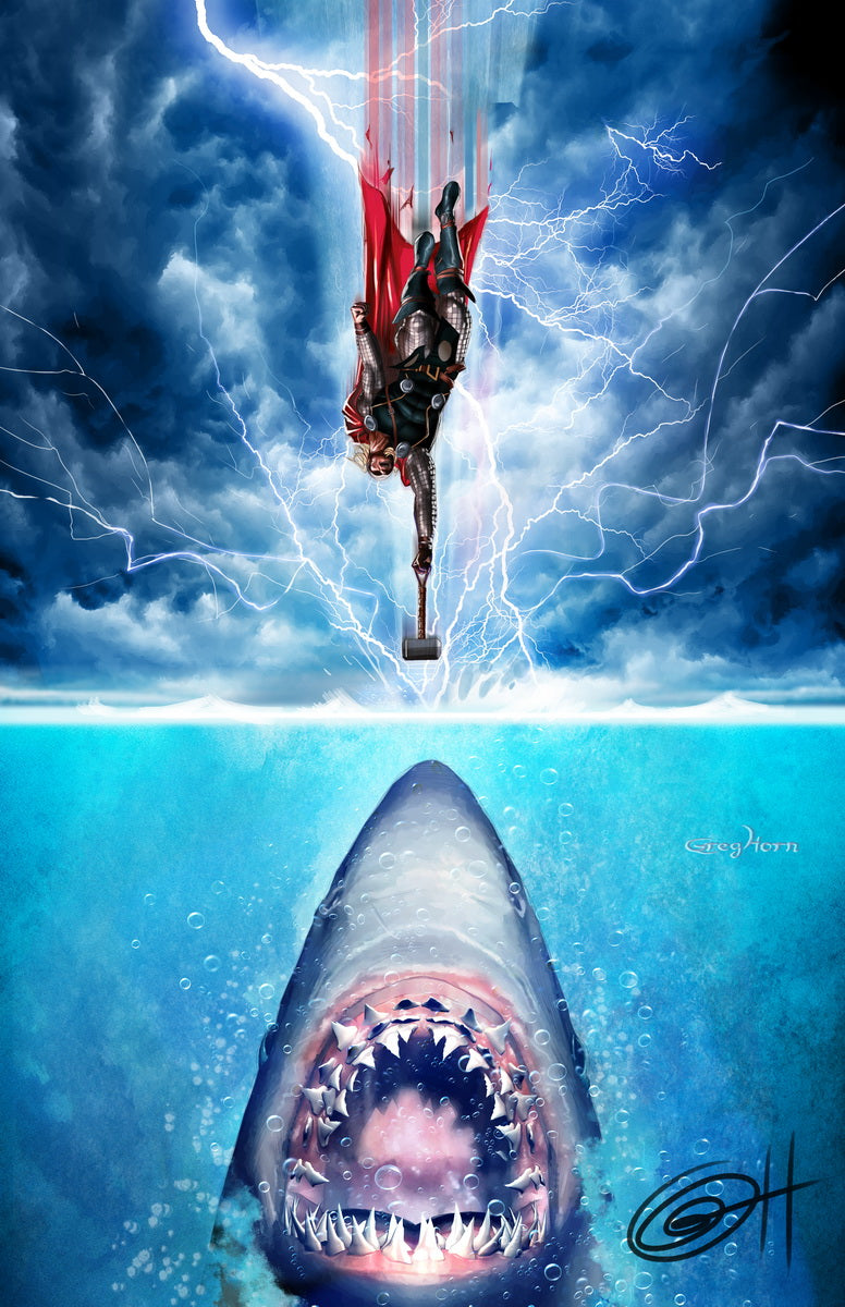 Thor VS Jaws - high quality 11 x 17 digital print